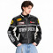 Ferrari Vintage Racing Leather Jacket – Black & White Motorsport Edition